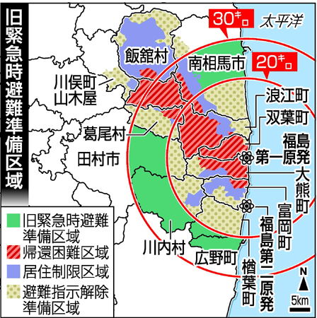 避難指示等が出ている地域（2013）